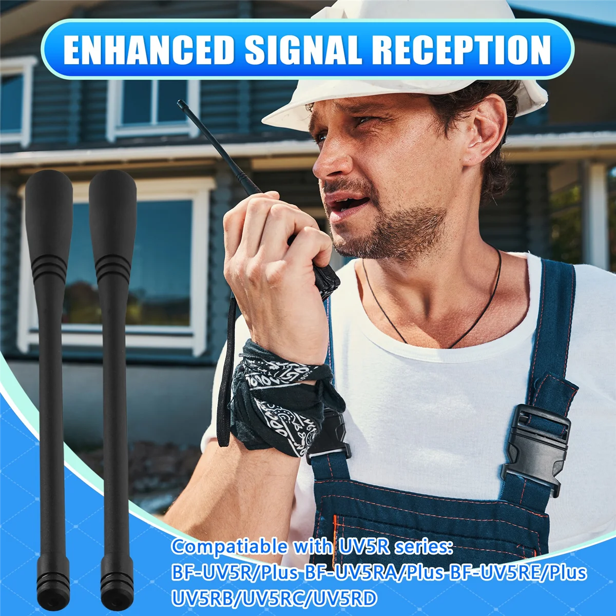 M85K 5Pcs Dual Band Sma-Female 17Cm Length Antenna for Uv-5R Uv-82 Gt-3 Uv-9R Plus Walkie Talkie