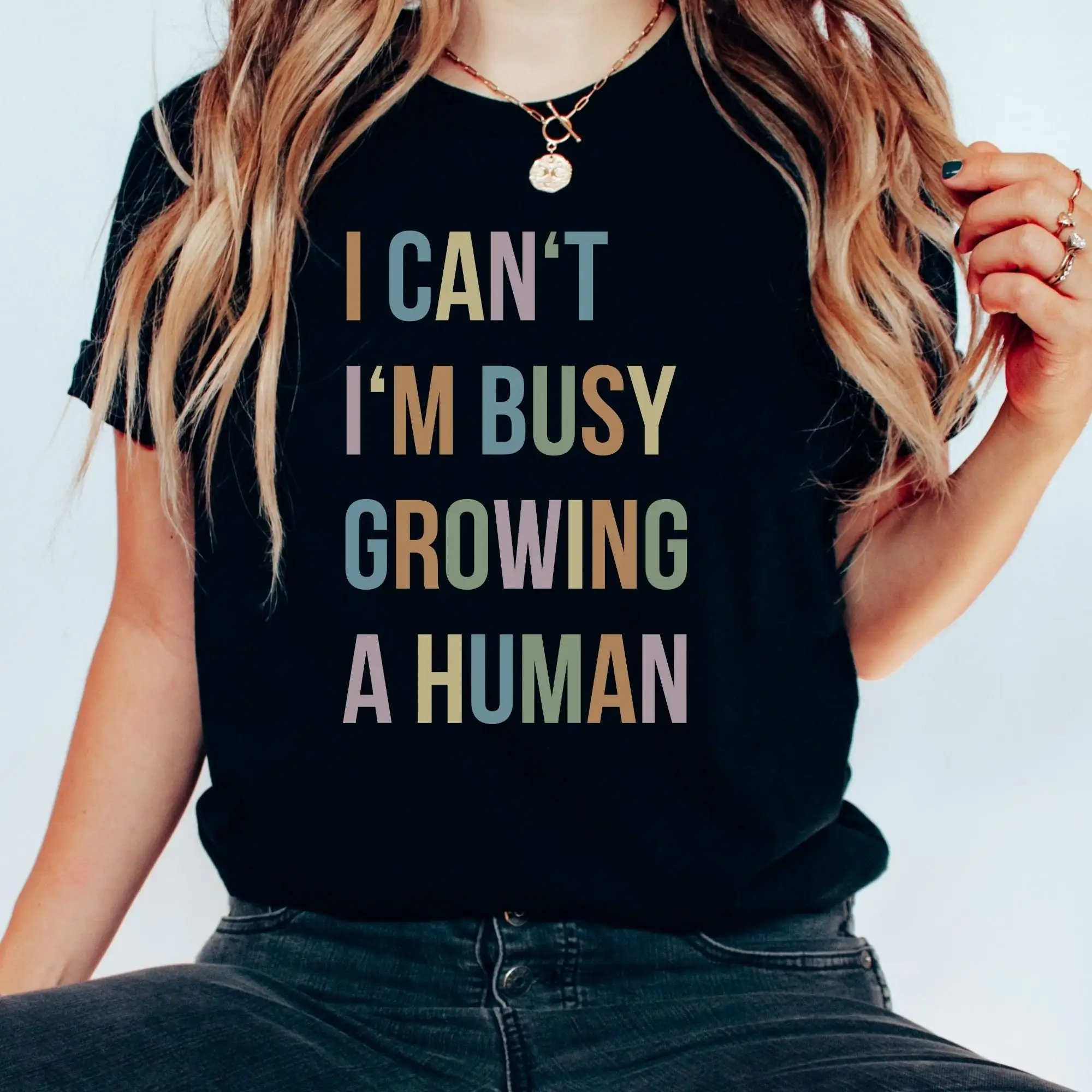 Simple Growing A Human T Shirt Minimalist Baby Shower Pregnancy Announcement New Mom Pregnant Top