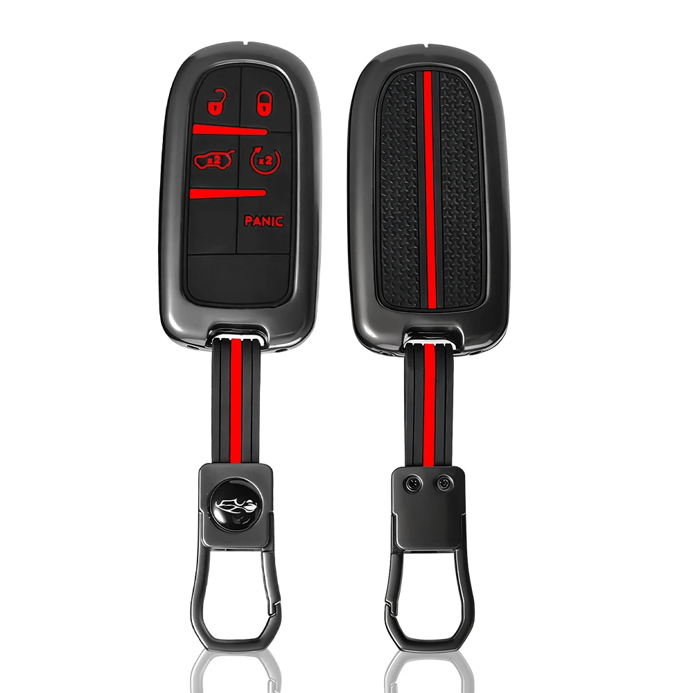 Zinc Alloy Silicone Car Key Cover Case For Dodge Ram Charger Journey Durango Jeep Grand Cherokee Chrysler Keyless Fob Shell