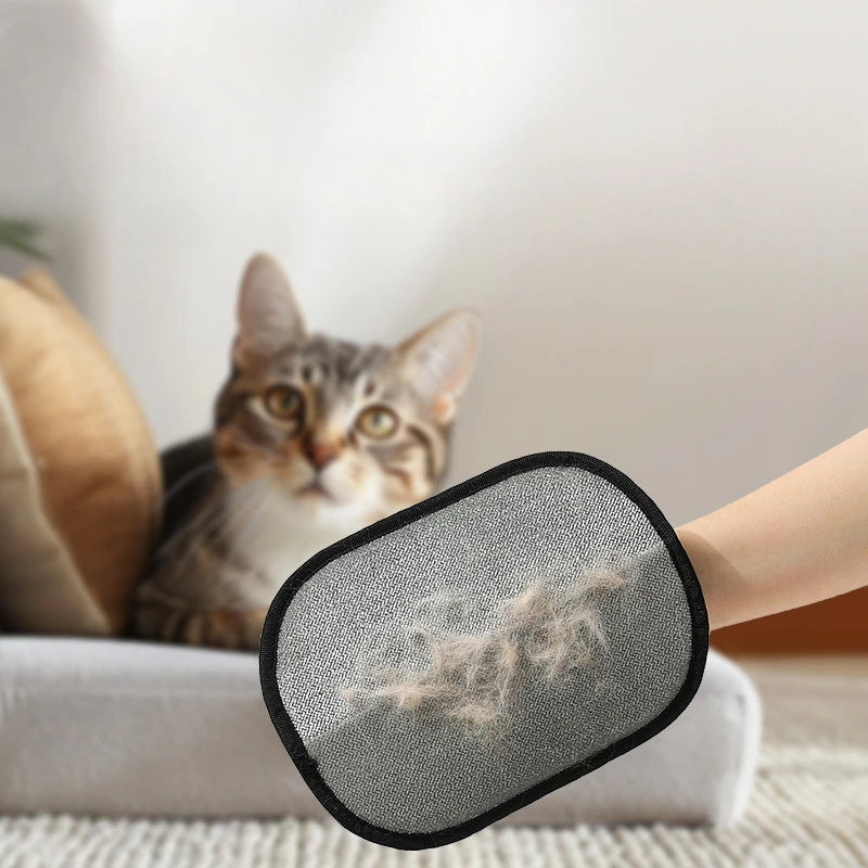 Перчатки для удаления шерсти домашних животных Cloududa, двухсторонний многоразовый инструмент для ухода за собаками, кошачьим мехом, перчатки для статической чистки