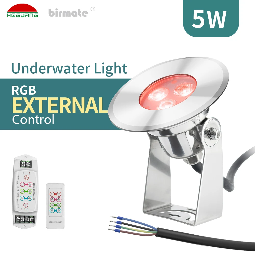 DC24V SS316L 5W IP68 Structure Waterproof RGB External Control Swimming Pool Light