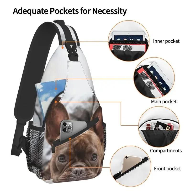 Custom French Bulldog Sling Bag for Men Cool Frenchie Dog Lover Shoulder Chest Crossbody Backpack Traveling Daypack