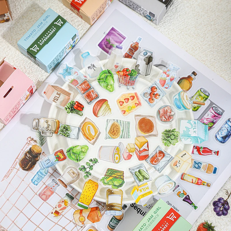 JIANQI 50 Stück Kawaii Cartoon kleine Aufkleber süße Mini dekorative Scrapbooking Zubehör selbstklebende Diy Junk Journal Supplies