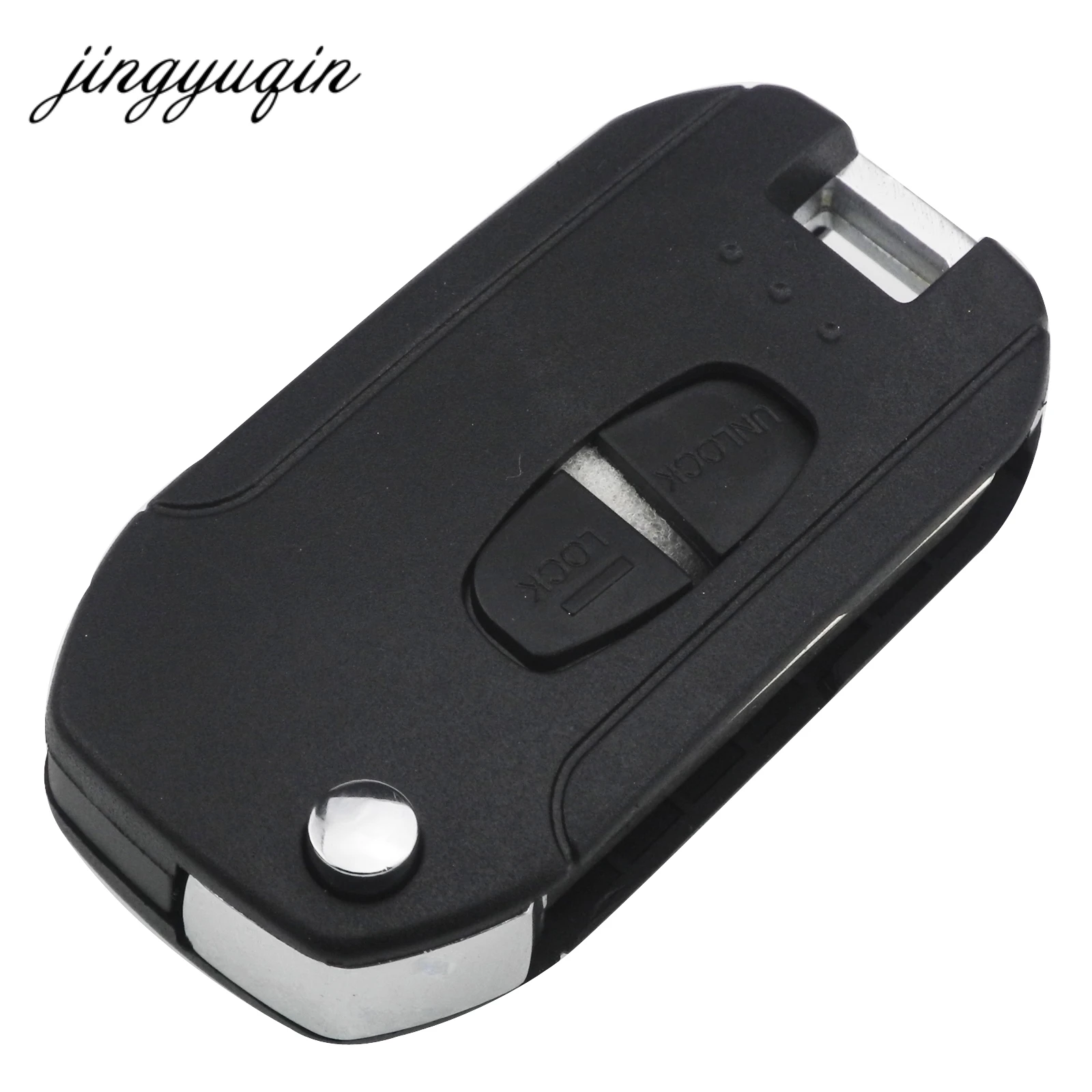 Jingyuqin custodia per chiave a distanza pieghevole pieghevole modificata per Mitsubishi Pajero 2 pulsanti MIT8 lama sinistra sostituzione chiave