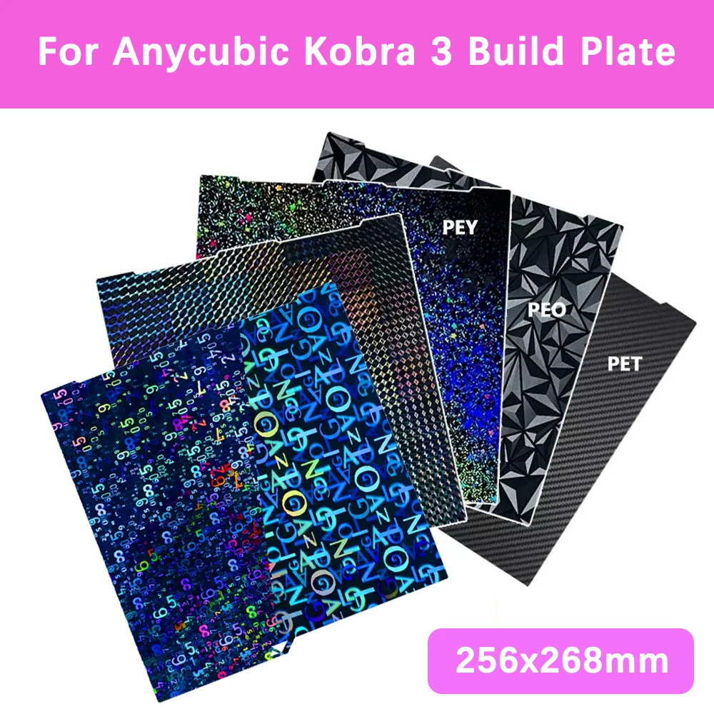 

For Anycubic Kobra 3 Combo Build Plate 256x268 PEI Spring Steel Sheet PEO PET PEY PEN Sheet Double Sided For Kobra 3 Build Plate
