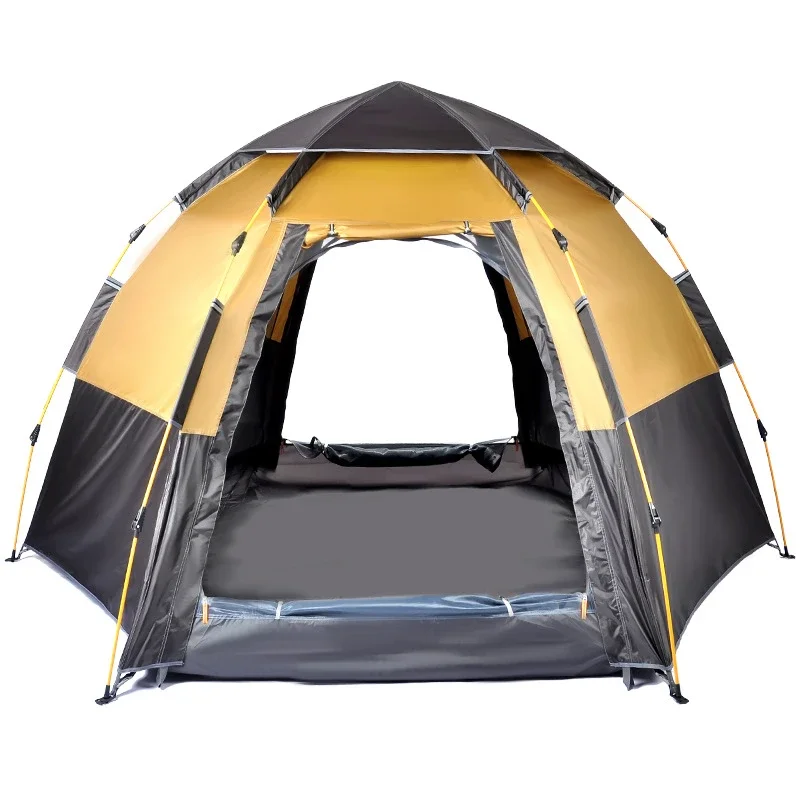 YOUSKY Tent Outdoor Portable 3-4 People Tent Full-automatic Rainstorm Proof Thickened Fishing Park Camping Hexagonal Tent