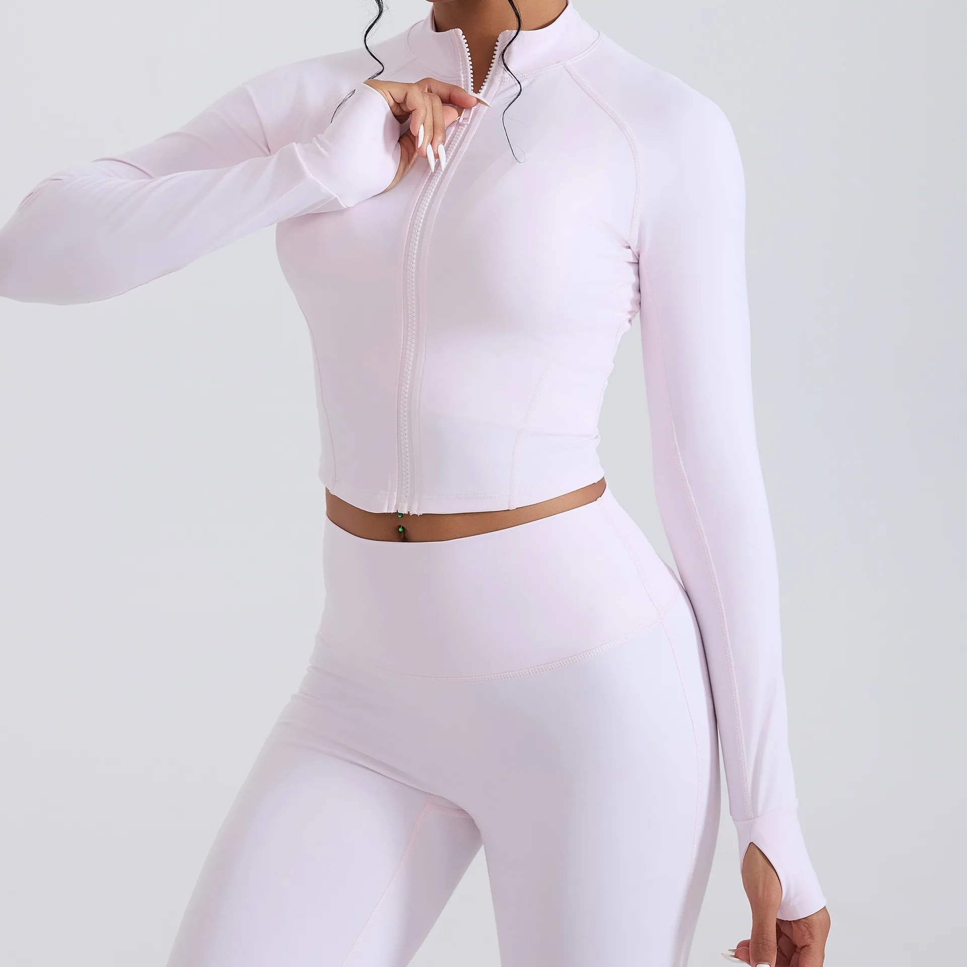 

Quick-dry Stand-Up Collar Sports Women's Yoga Jacket Outdoor Running Windproof Jacket Women Zipper Fitness Long Sleeve Sport Top