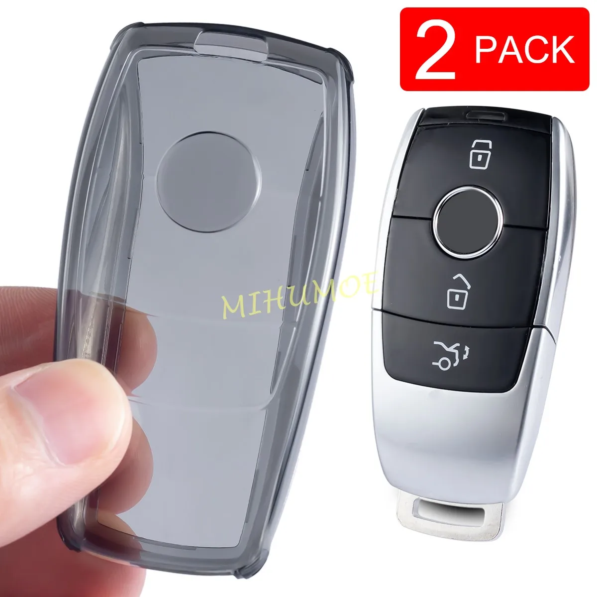 Zwart Transparant Sleutelhanger Case Cover Houder Sleutelhanger Voor Mercedes Benz A B C E S GLA GLB GLC GLE CLA EQA EQB EQC Klasse