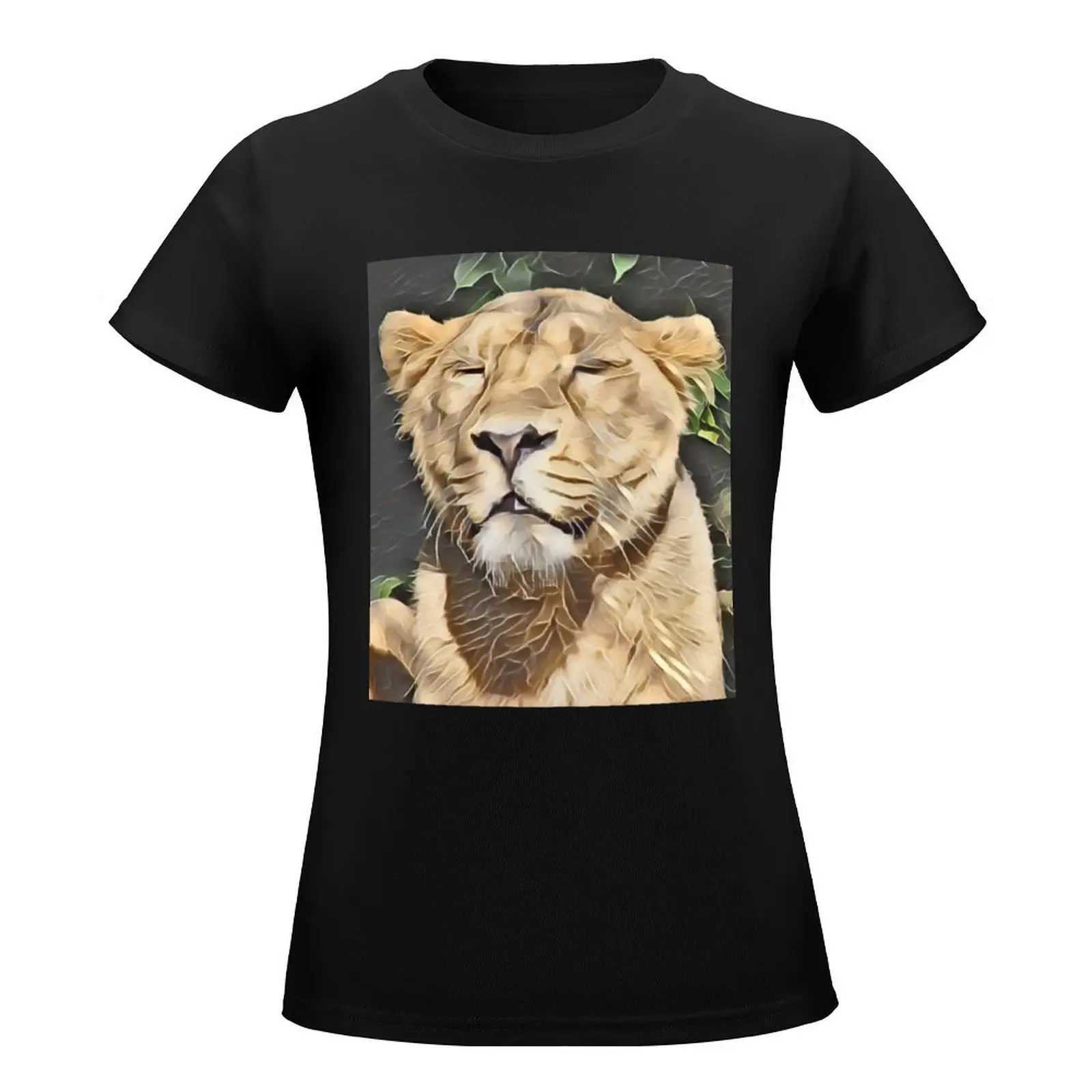 Sleepy Lioness In Gemstone T-Shirt blacks cute clothes sports fans anime black t shirts for Women