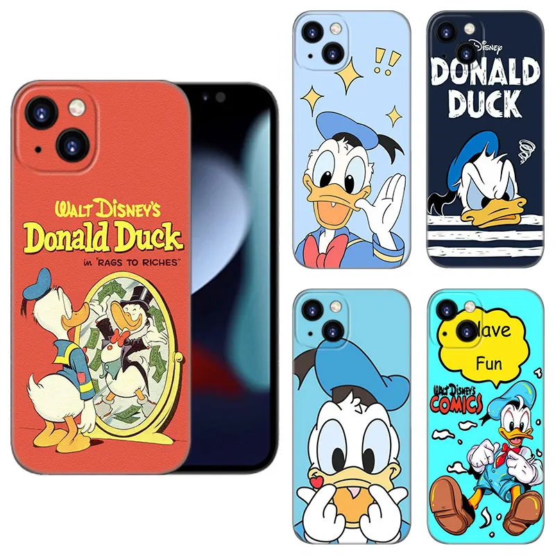 Disney Donald Duck Black Silicone Phone Case For Apple iPhone 12 13 Mini 11 14 15 16 Pro Max 7 8 Plus