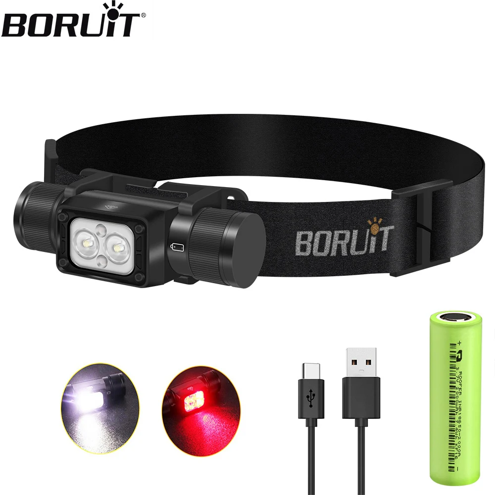 

BORUiT HP340 LED Headlamp 2000LM XPG Type-C Rechargeable Powerful Headlight Waterproof 18650 Head Torch Camping Fishing Lantern