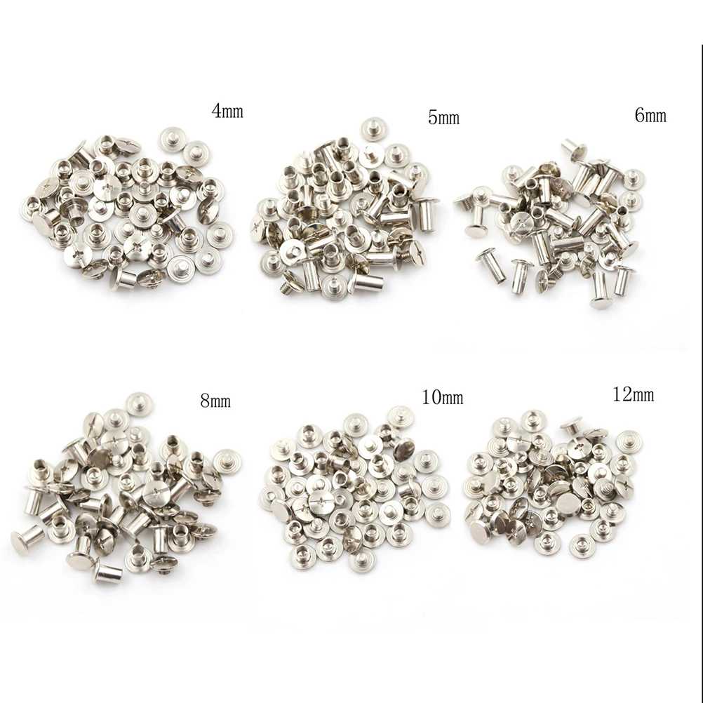 20PCS/lot Nickel Binding Chicago Screws Nail Rivets Photo Album Leather Craft M5 4/5/6/8/10/12MM Butt Rivets