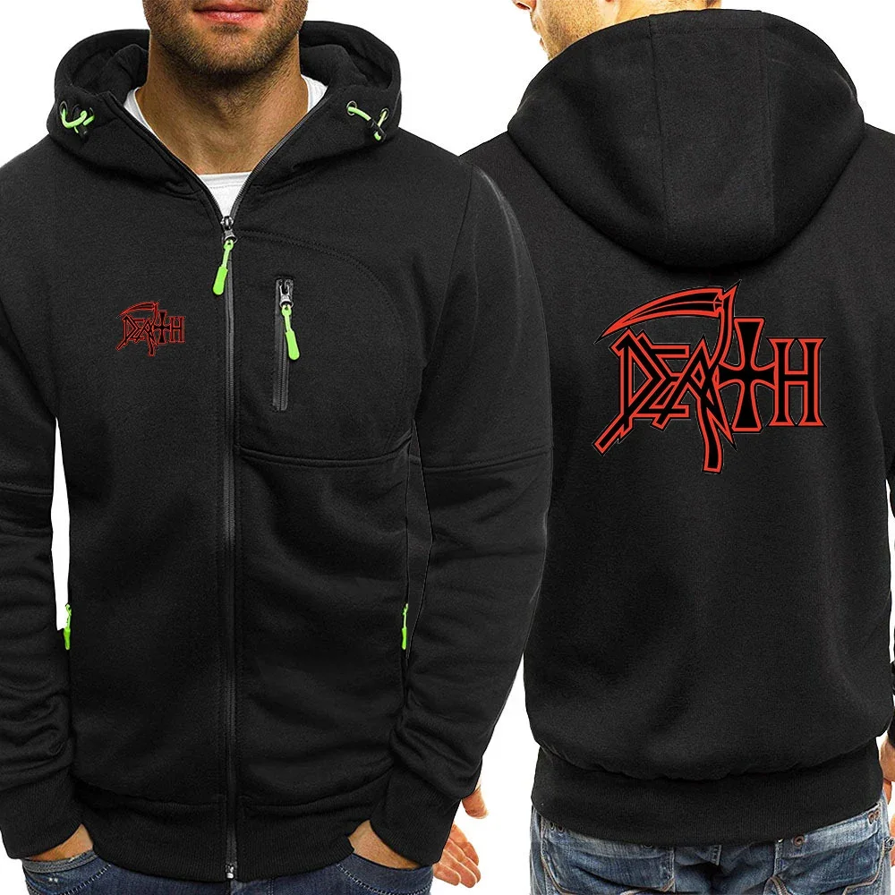 

2024 Death Rock Band Heavy Metal Men Printing Spring and Autumn Casual Hot Sale Three-color Zipper Hooded Leisure Versatile Coat