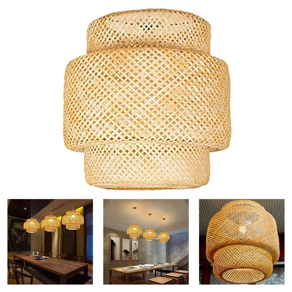 Bamboo Simple Lampshade Replacement Hand-made Cover Removable Hotel