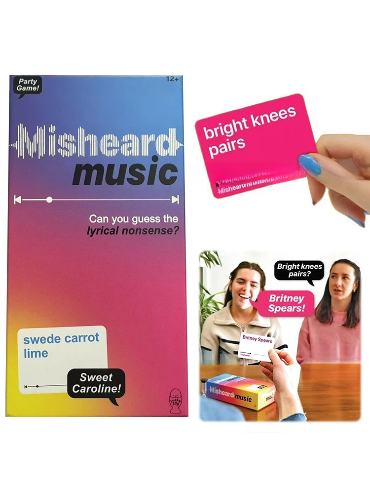 لعبة موسيقى Misheard مع 500 بطاقة غير غنائية، ألعاب بطاقات عائلية، لعبة الحفلات الليلية للترفيه في حفلات الكاريوكي