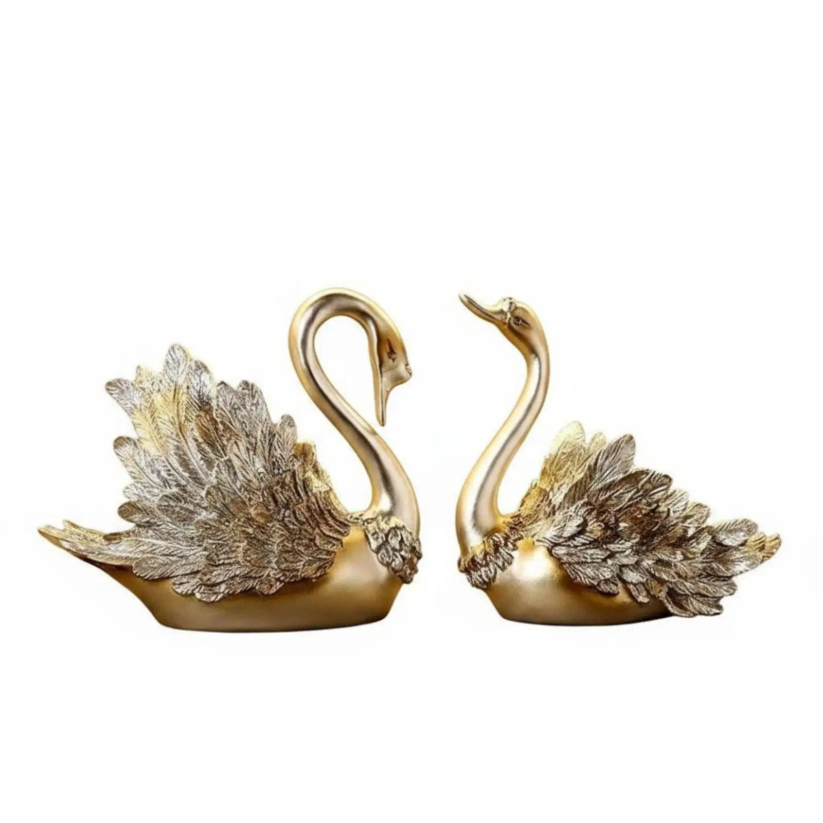2 Elegant Bottle Holders with Luxurious Swan Couple Figurines, Elegant