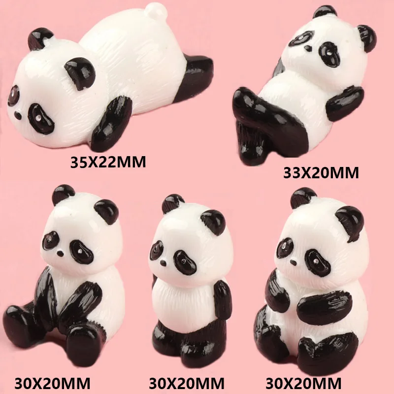 Brilhando Panda Mini Figurinhas, Paisagem em miniatura, Brilhando no Escuro, Decoração em vasos de flores, 5pcs por conjunto