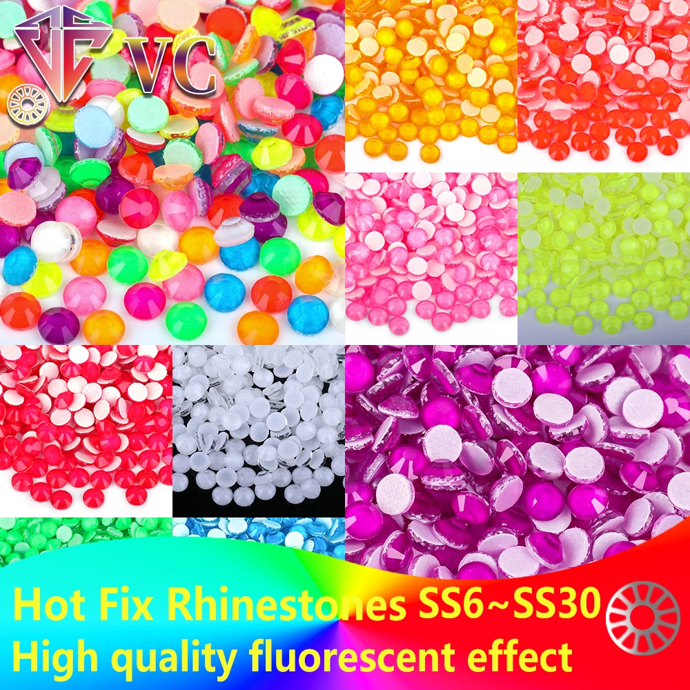 Fluorescence Multiple Color Neon Hotfix Rhinestone Super Bright Crystal Strass Glass Iron On Rhinestone For Fabric Garment Dress