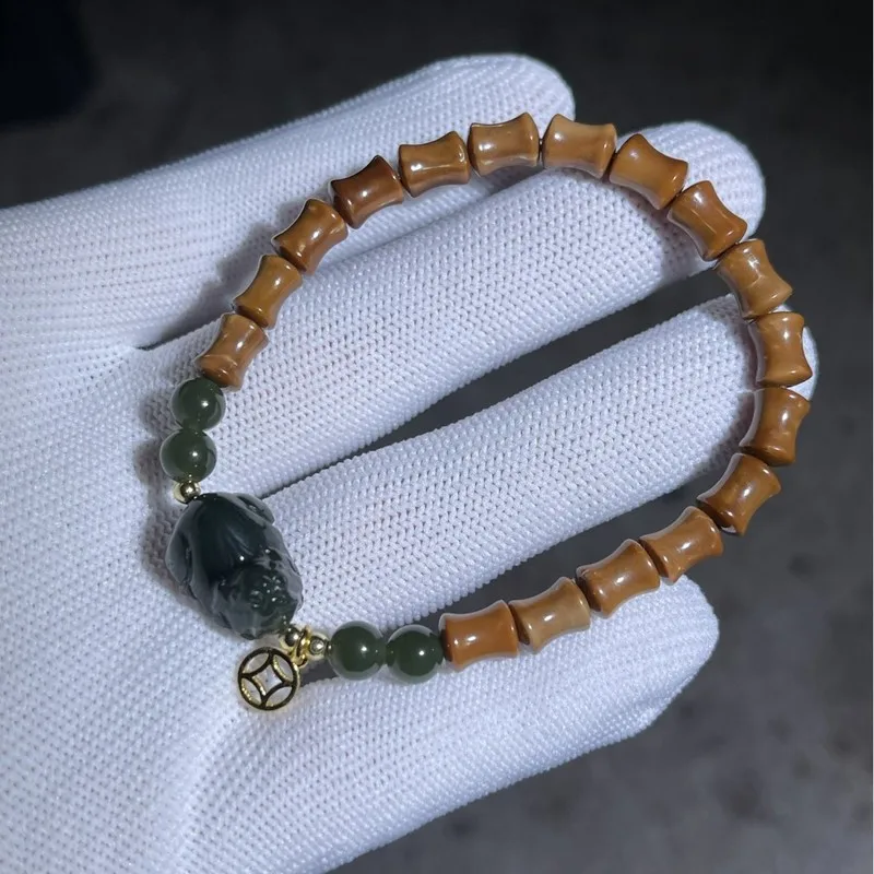 Natural Cook bamboo joint stacked bracelets with a traditional Chinese style design, suitable for both men and women, handmade c