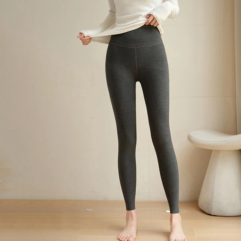 خريف شتاء عالية تمتد رقيقة أفخم طماق النساء عارية الشعور الجلد ودية بناطيل ضيقة امرأة عالية الخصر لفافة ساق غير مخيطة