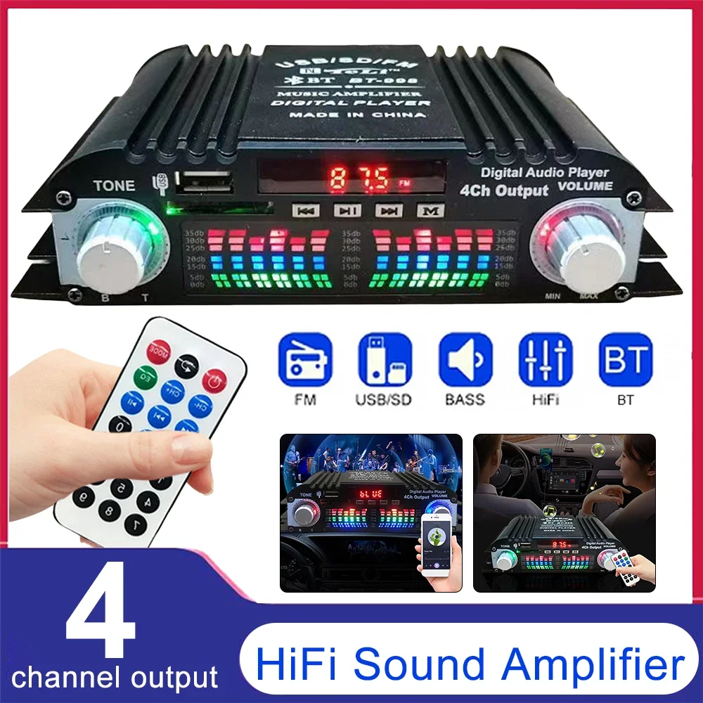 

1600W Power Audio Amplifier Digital 4 Channel Audio Amplifier High Fidelity Bluetooth Audio Amplifier Home Car Power Amplifier