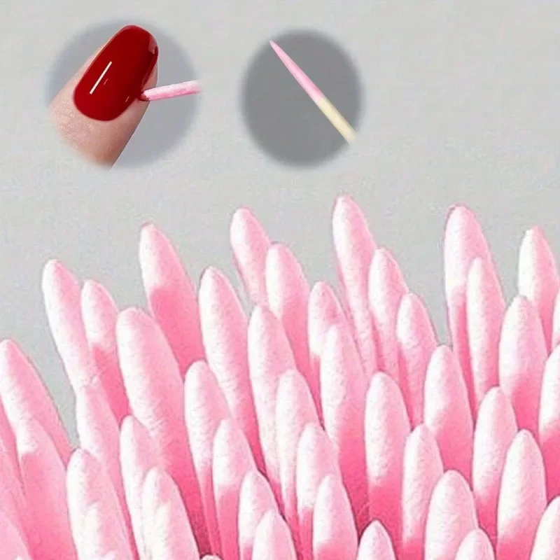 100Pcs Mini Pink Double-Headed Cotton Swabs, Portable Makeup Cleaning Brushes for Lash Extension Tattoo Nail Clean