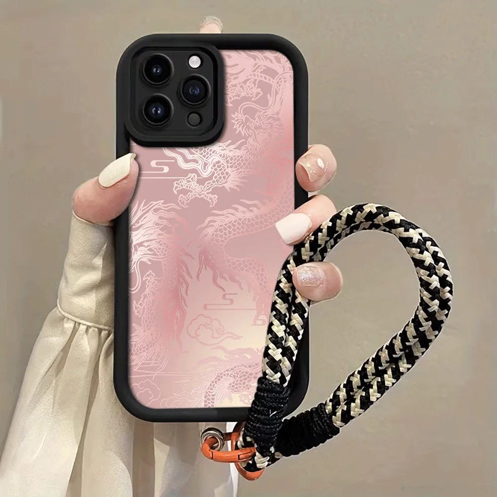 Hellweiße Drachenmuster-Handyhülle mit Trageriemen für Samsung Galaxy Note 20 Ultra S24 S25 S26 Plus S24 FE S23 S24 S25 Ultra Cover – Detail 3