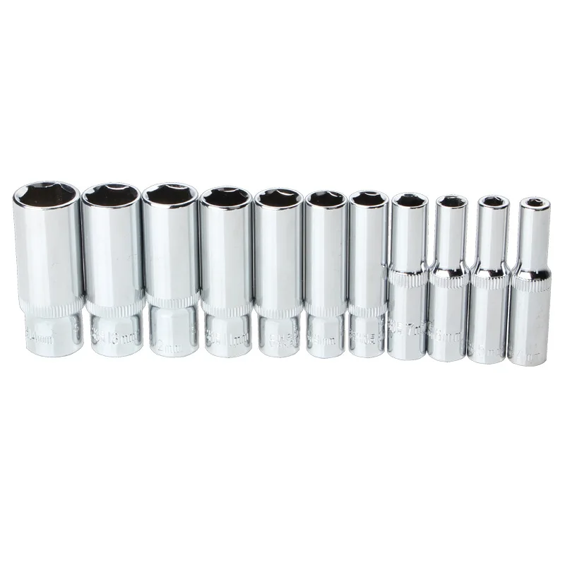 

3/8-inch Extended Outer Hexagonal Socket Head Set Multi-specification 8-19mm for Automotive Repair Hardware Ratchet Wrench Tool