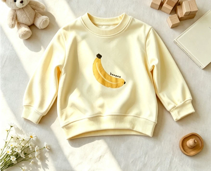 Little Boys Girls Simple Fruit Print Sweatshirt Kid Soft Knit Basic Pullover Minimal Stylish Clothing Baby Kid Full Sleeve Tops