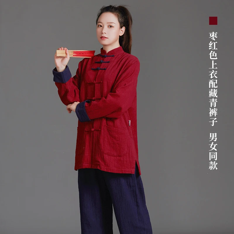 Women's Double-Layer Cotton Linen Tai Chi Suit, New Fashion Winter Upgraded Uniform for Tai Chi Practice, Unisex