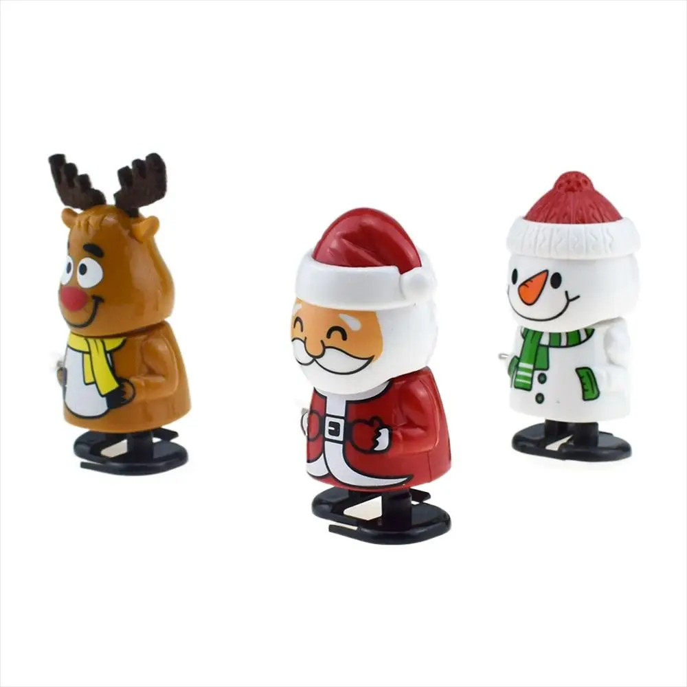 Série de natal wind-up saltando elk boneco de neve relógio de natal dos desenhos animados papai noel andando ornamento de natal