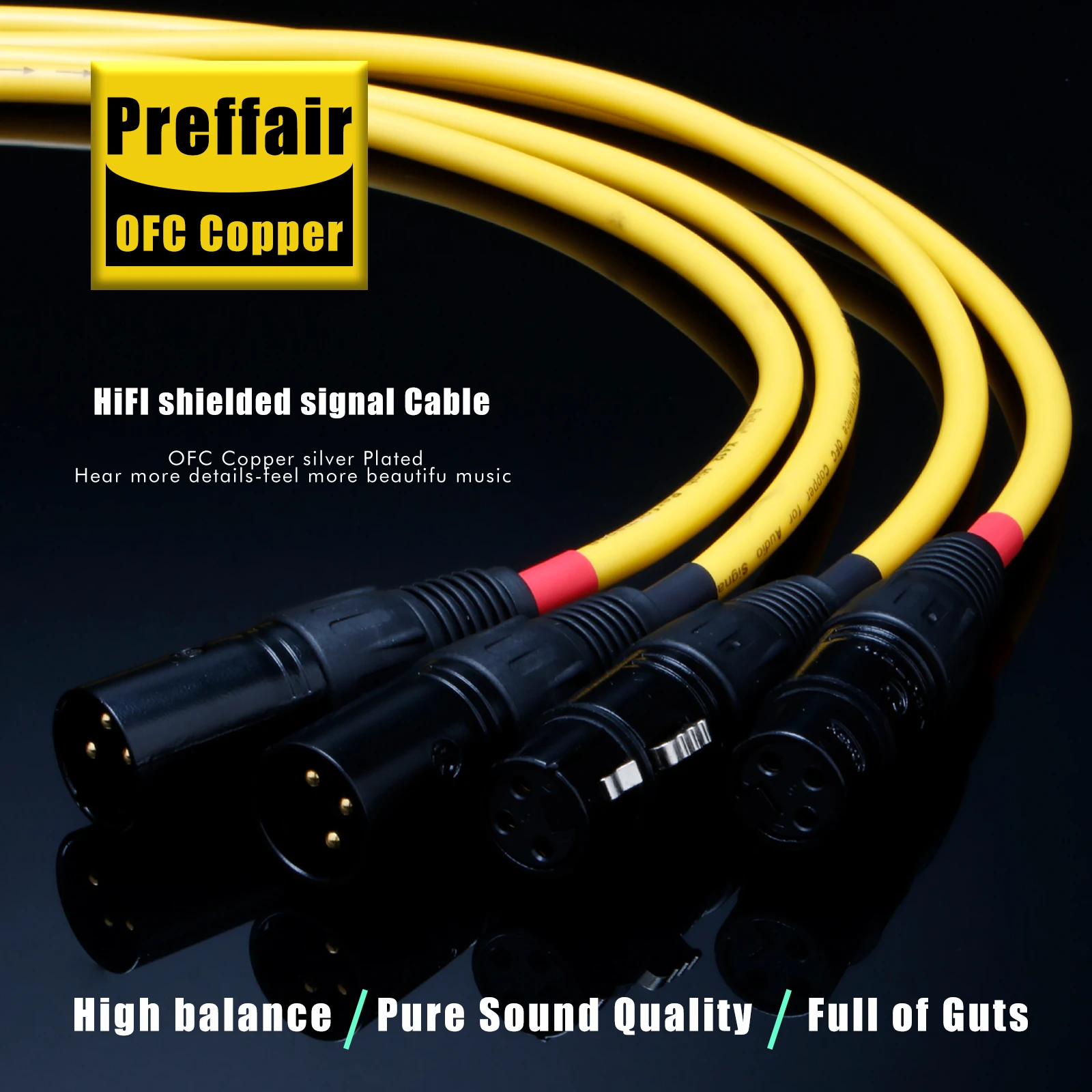 

Preffair High Purity OFC Silver Plated XLR Cable Performance Balanced XLR Audio Cable with Gold Plated Plug Audio Video Wire
