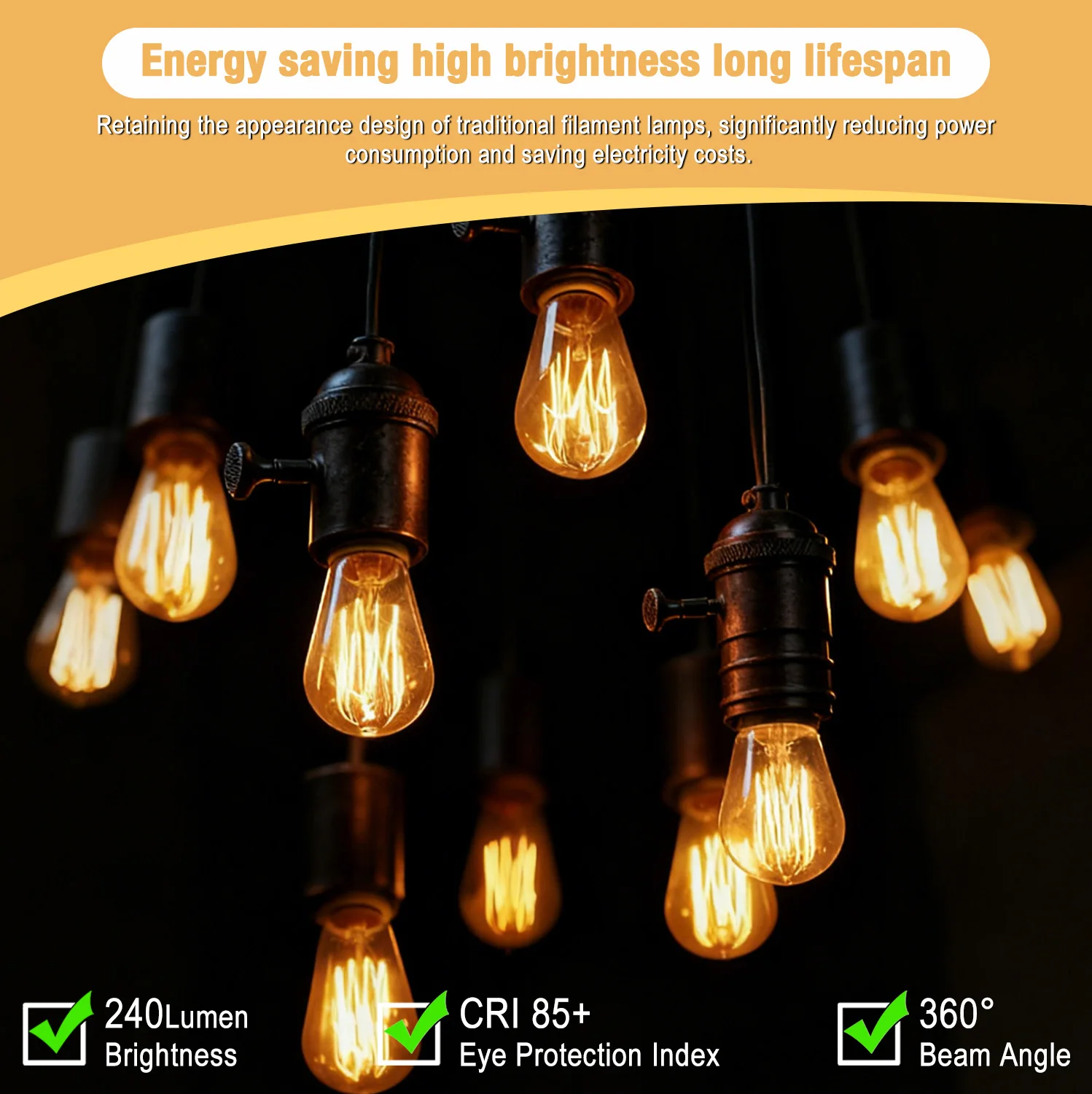 6PCS G45 LED Bulb 3W 220V E27 Screw Base 1800K Led Amber Light Bulbs Eye-Protection Non-Flickering for Bedroom Decoration