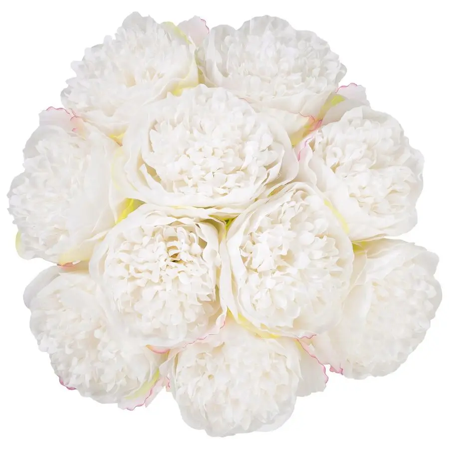 

20 Heads Artificial Peony Silk Flower Leaf Home Office Wedding Party Festival Bar Decor Cream White