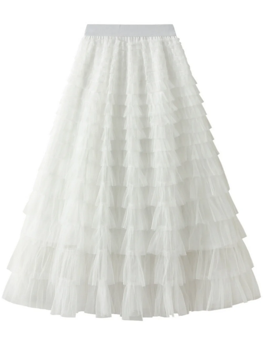 Dusty Pink Multi Layer Ruffled Tulle Maxi Skirt Women High Waist Tiered Long Tutu Skirt Wedding Party Evening Formal Dress