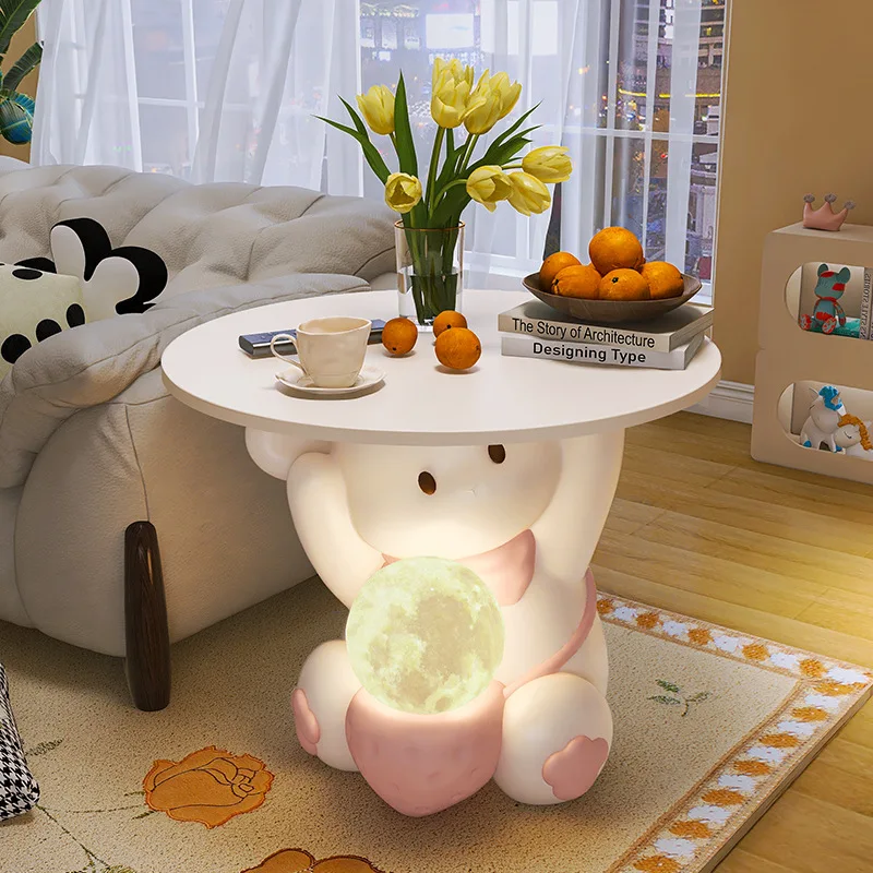 Cute side table, bedside living room small table creative floor-to-ceiling, small LED light ornaments