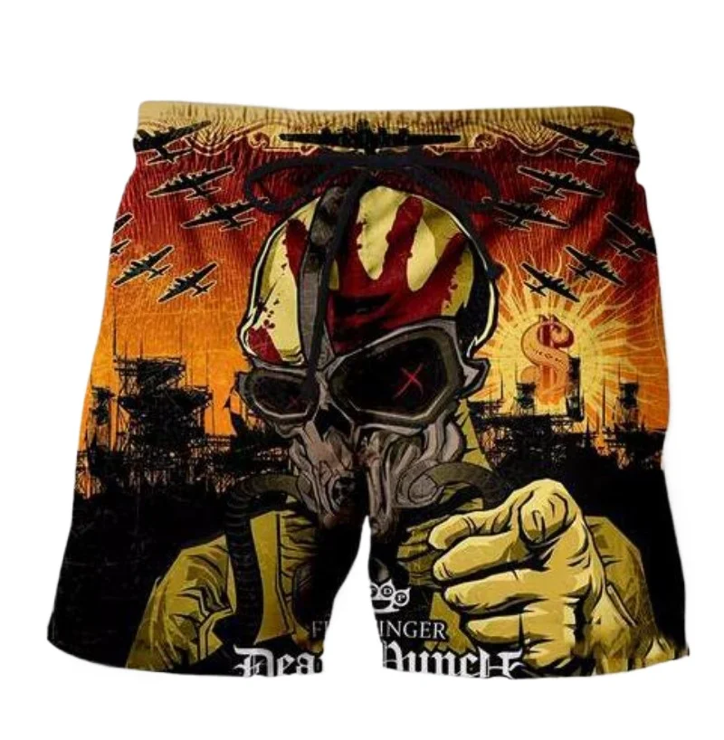 Nieuwe Heren/Dames Vijf Vinger Death Punch 3d Geprinte Casual Shorts Mode Streetwear Heren Losse Sportshorts Dx029