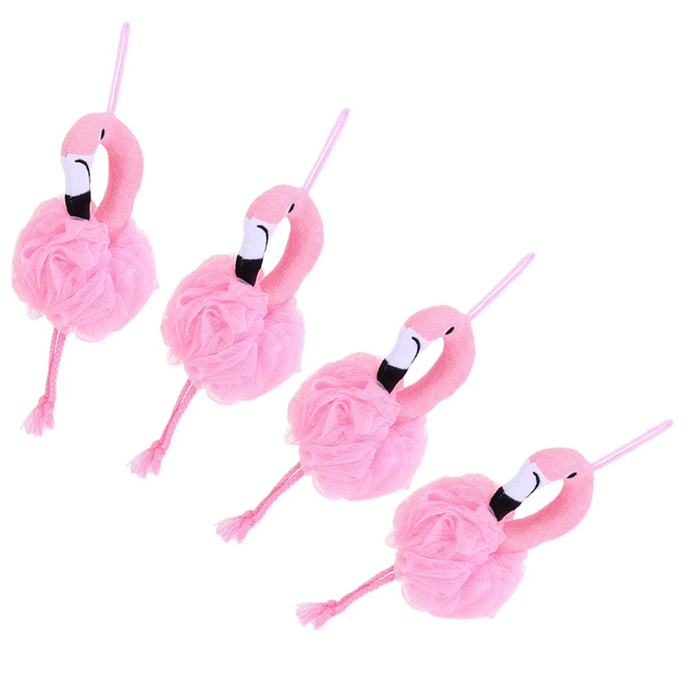 

4Pcs Flamingo Bath Ball Kids Shower Loofah Soft Gentle Body Scrubber Rich Bubble Cleansing Bathtime Accessories
