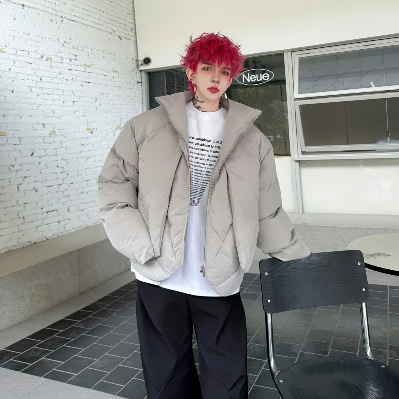 

Thiened повседневный хлопковый трент с воротником-стойкой, мужская модная свободная теплая молодежная трендовая зима, Новое поступление, цветная молния