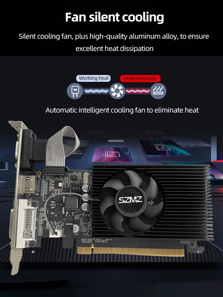 GT730 4GB DDR3 128Bit การ์ดแสดงผลสำหรับเล่นเกมเดสก์ท็อปพร้อมพอร์ต HDMI-Compatible VGA DVI Low Profile Graphics Card PCI-E2.0 16X สำหรับพีซี