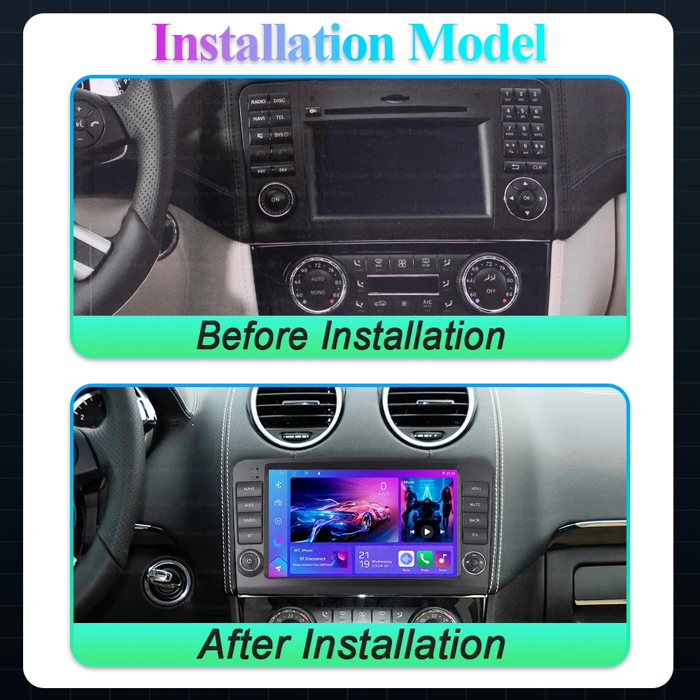 Android 16 For Mercedes Benz ML GL CLASS W164 X164 ML350 2K QLED Car Radio Multimedia Video Player Android Auto GPS Navigation