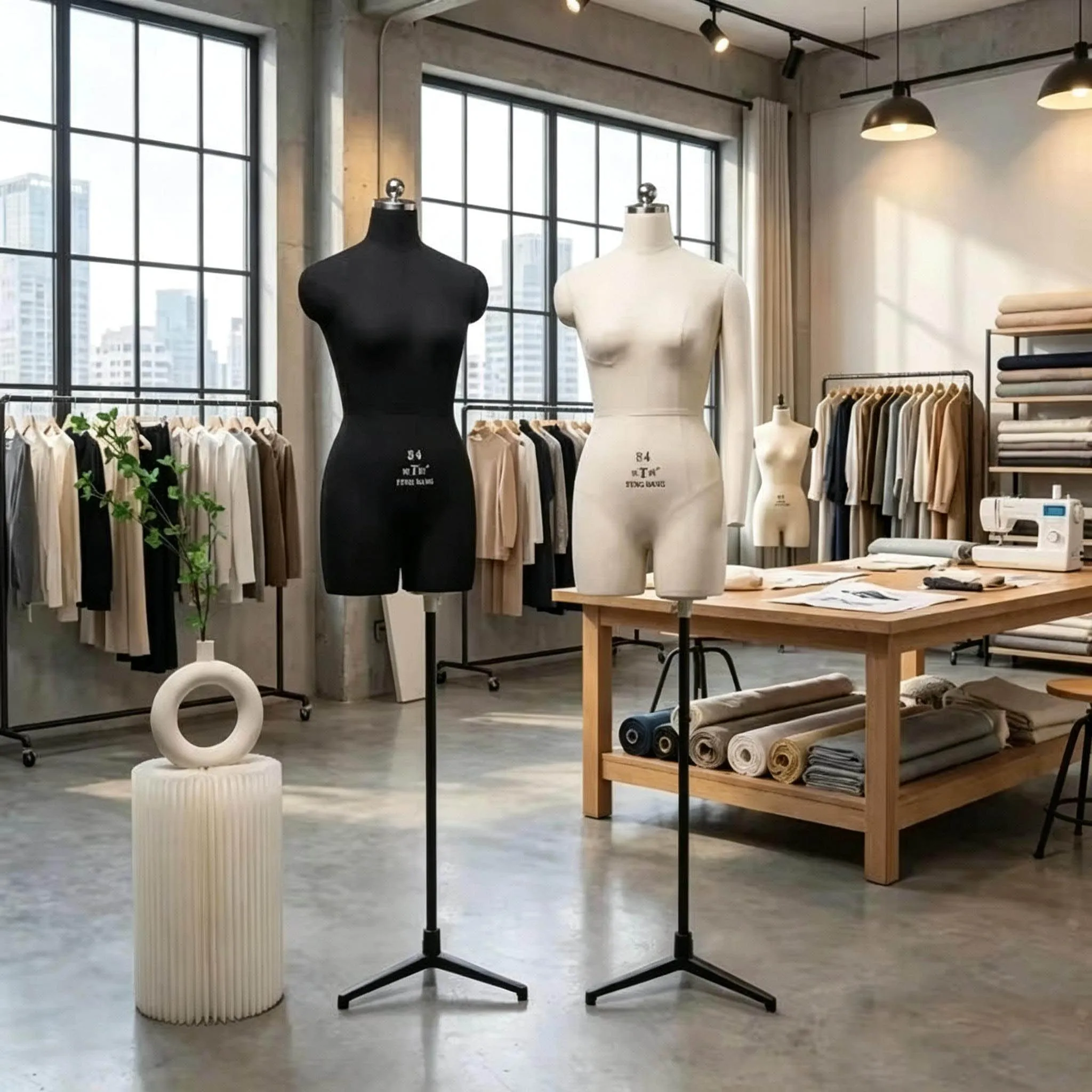 Fashion Design Collapsible Mannequin Dress Form Adjustable Display Stand with Stabilizing Bracket Brake for Tailors Perfect for