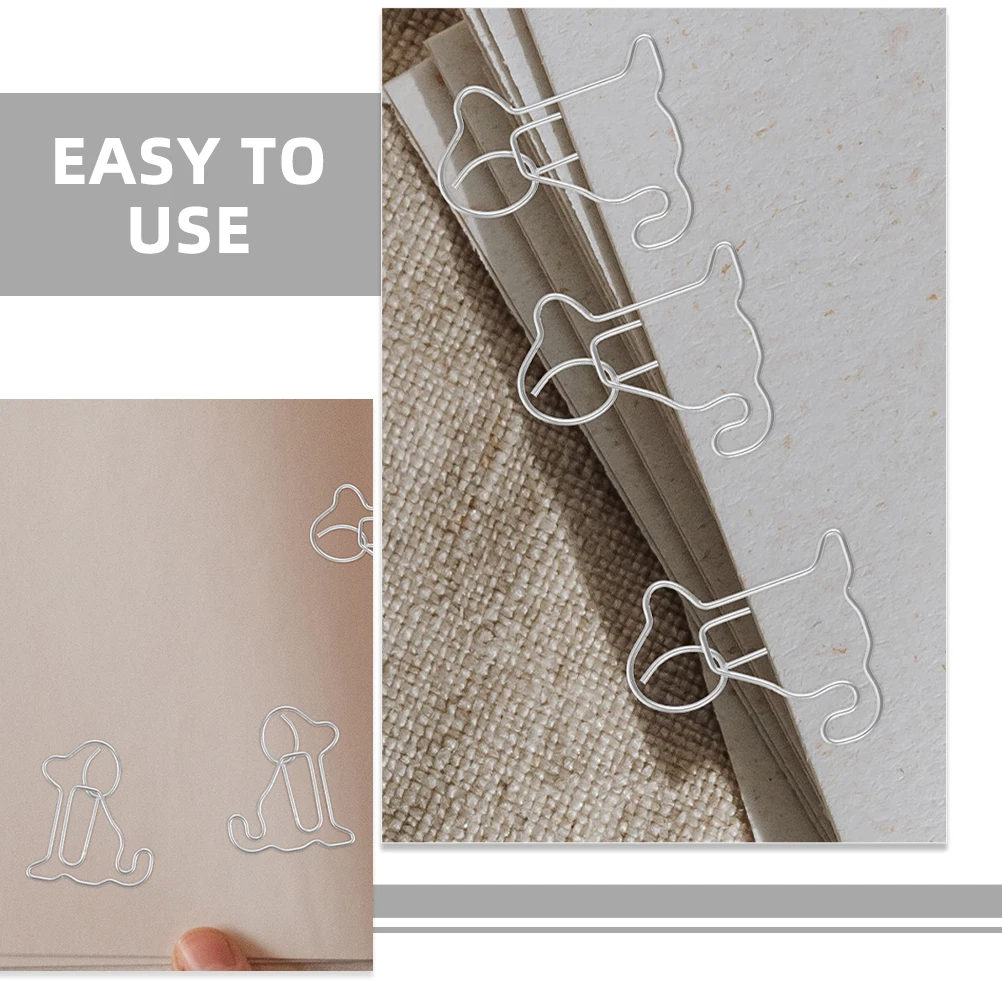 

100Pcs Adorable Dog Bookmarks Reusable Paperclips Sturdy Metal Clips for Office School Documents Notes Files Bright Color Design