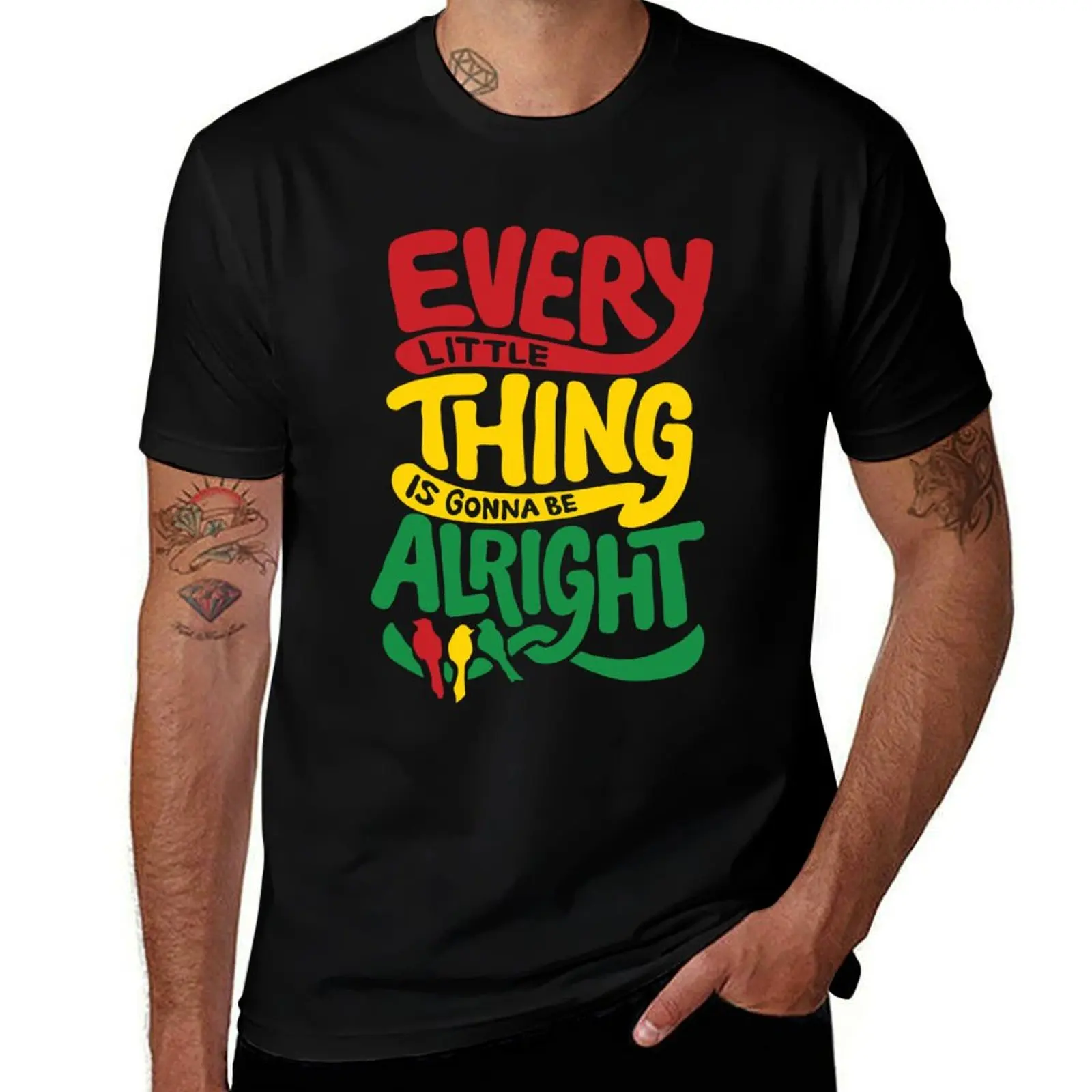 Every Little Thing is Gonna Be Alright Bird Three Birds Singing T-Shirt For Men Women T-Shirt vintage workout shirts for men