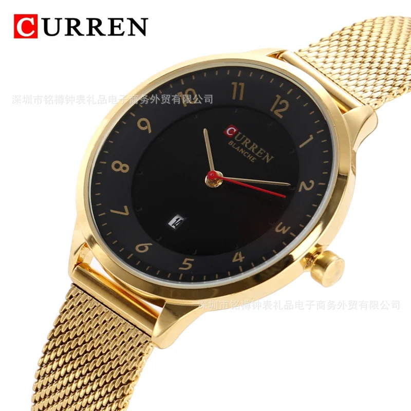 Curren 9035, женские часы с календарем, модные повседневные часы со стальным ремнем, водонепроницаемые кварцевые часы