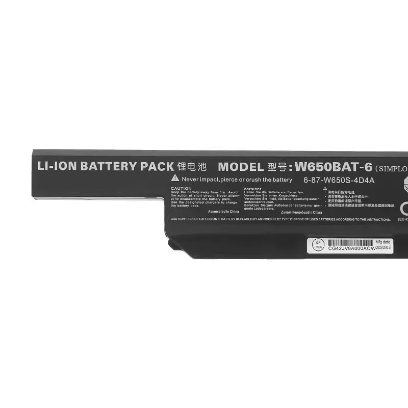 High Quality 11.1V 4400mAh W650BAT-6 Laptop battery for Clevo G150S K650D K750D K4 K5 P4 K590C-I3 K610C-I5 K570N-I3 K710C-I7