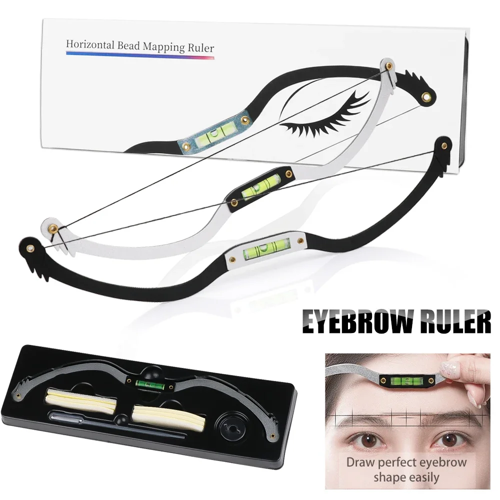 1 Set Microblading Permannet Makeup Bow And Arrow Line Ruler Eyebrow Stencils Measuring Brow String Inked Tattoo PMU For Mapping