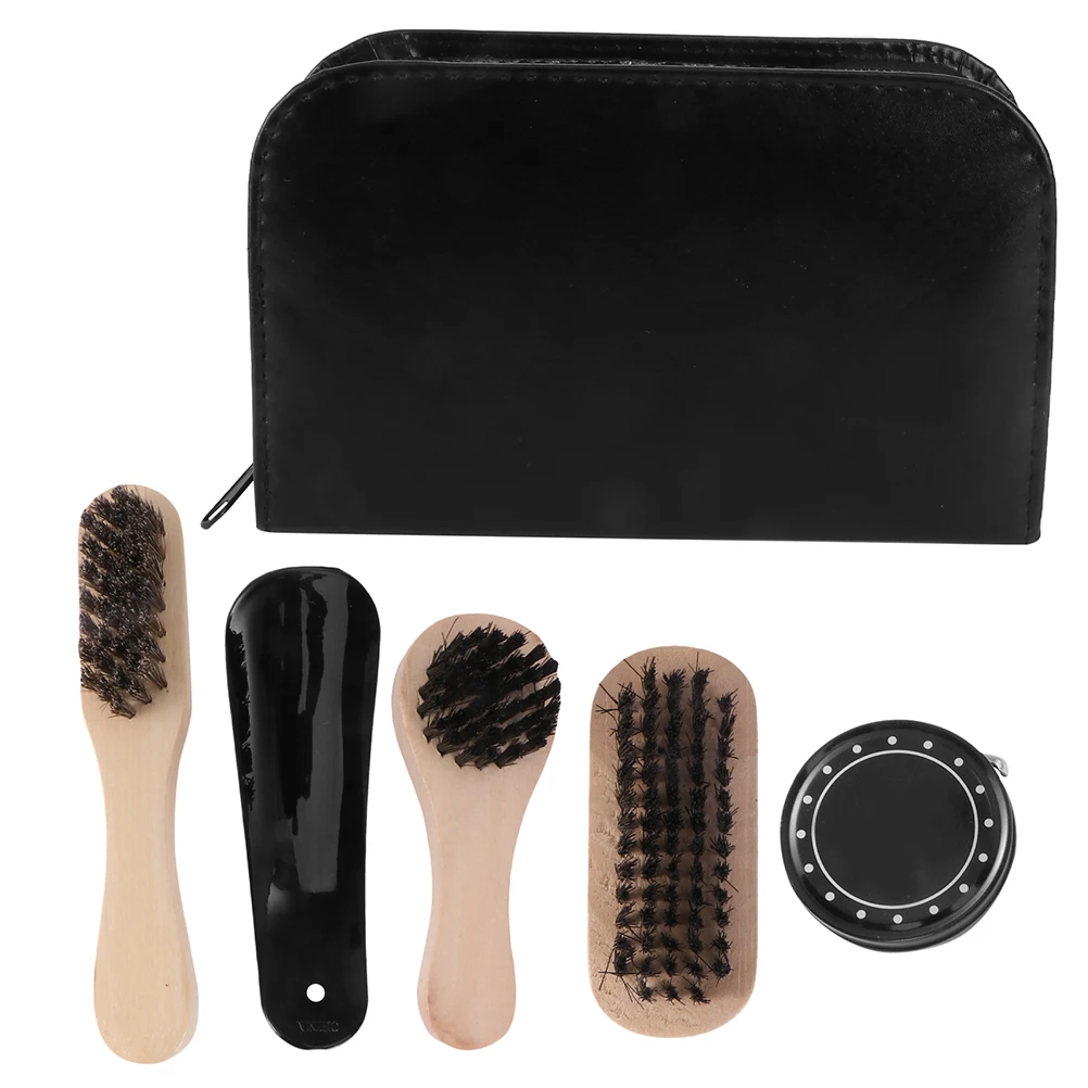 

Boot Brush Cleaner Shoe Polish Shine Bristle Brush Hardwood Handle Travel Friendly Portable for Boots Shoes Vinyl Care