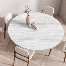 Round Tablecloth Wood Texture Tablecloths Elastic Fitted Home Round Table Cover Waterproof Oil-Proof Reusable Tablecloths