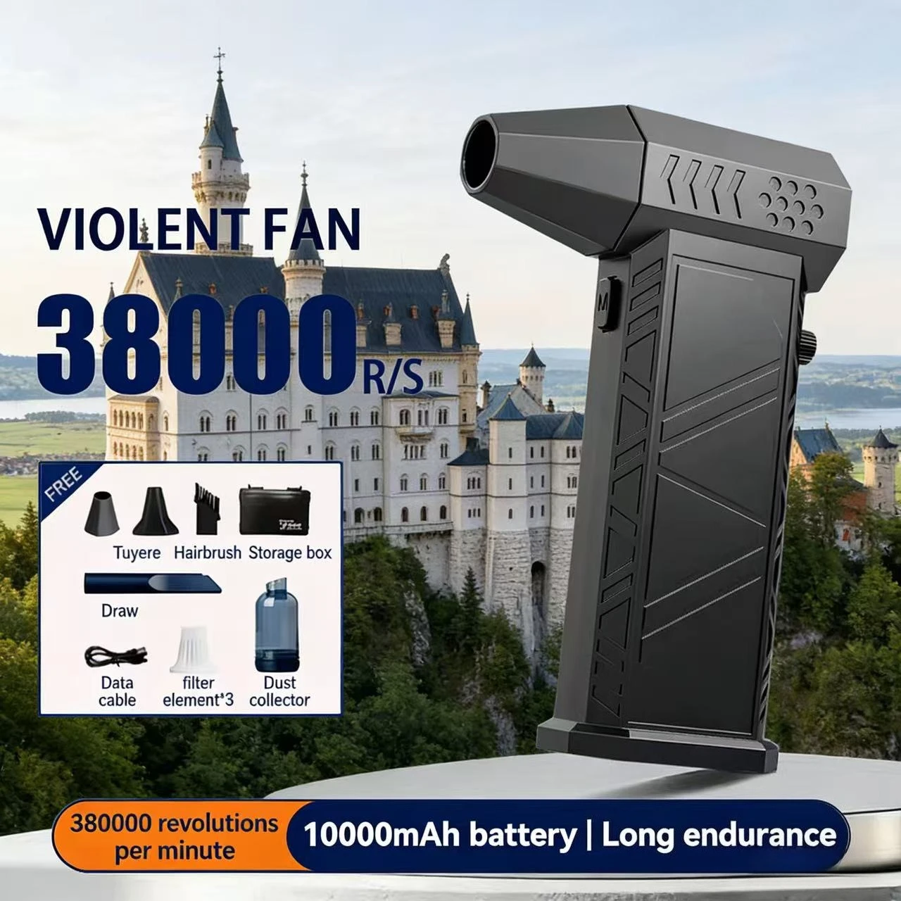 

Violent Fan 380000RPM Powerful Air Blower Vacuum Dust Cleaner Charging Strong Winds 58m/s Brushless Turbo Jet Blower Dry